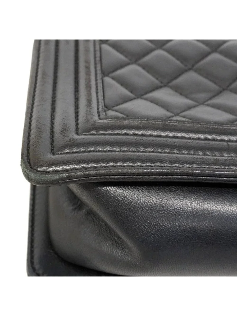 Chanel Shoulder Bag Boy Lambskin Black Silver